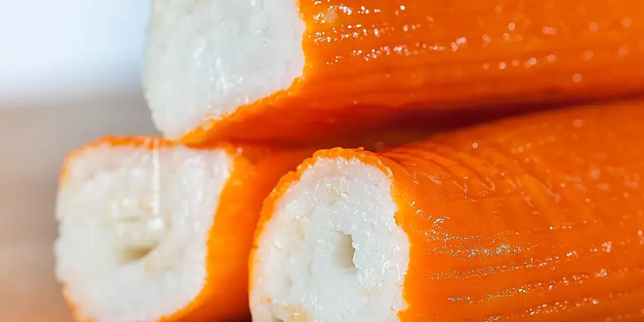 Paluszki surimi, czyli przetworzona ryba, to popularny składnik sałatek. Co to jest surimi? To właśnie te pomarańczowo-białe, delikatne kawałki.