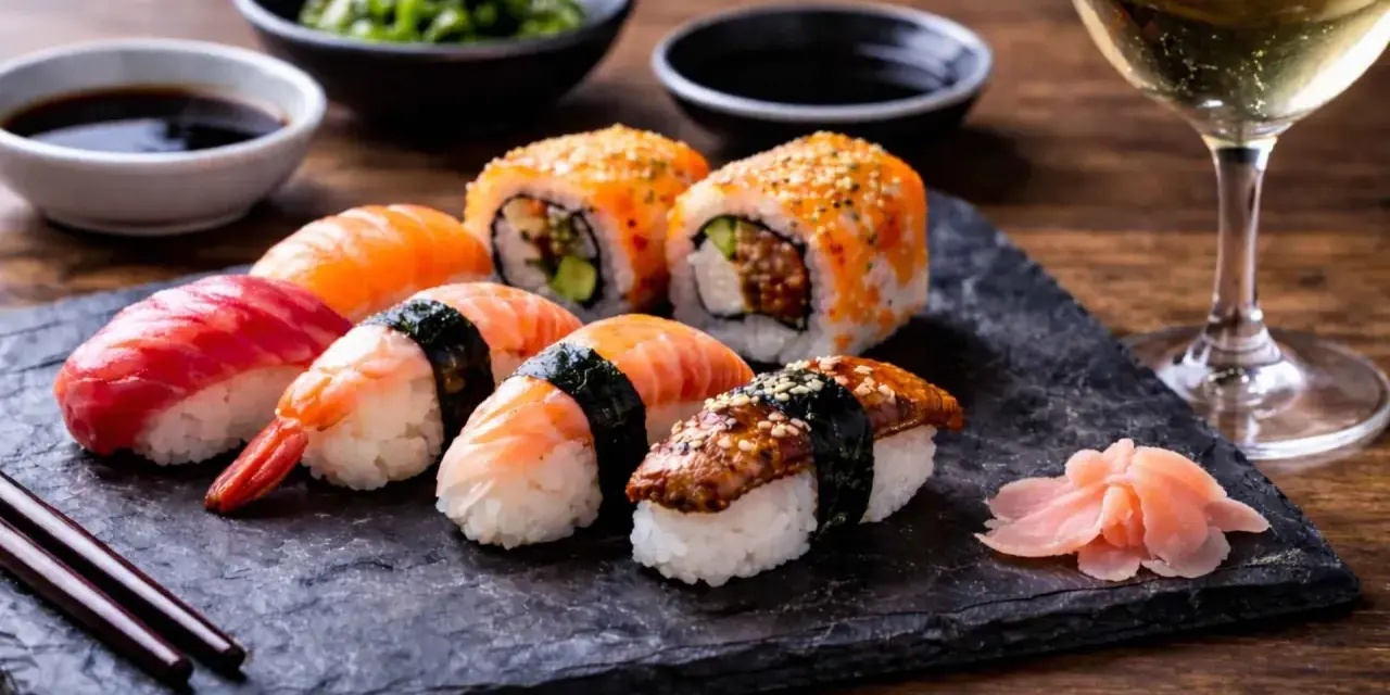 Wyśmienite japońskie piwo i sushi na kamiennej desce. Idealne połączenie smaków.