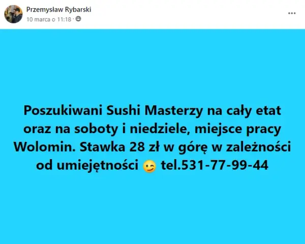 Ile zarabia Sushi Master w Polsce? Widełki i czynniki