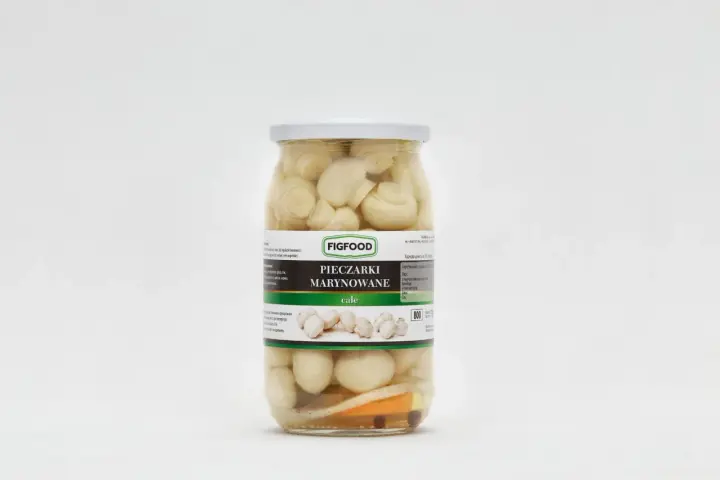 Słoik pieczarek marynowanych marki Figfood.