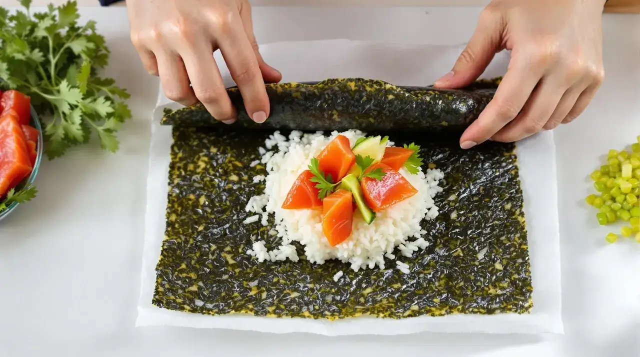 Zwinięta rolka sushi bez maty