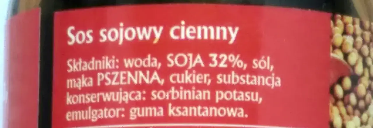 etykieta sosu sojowego składniki